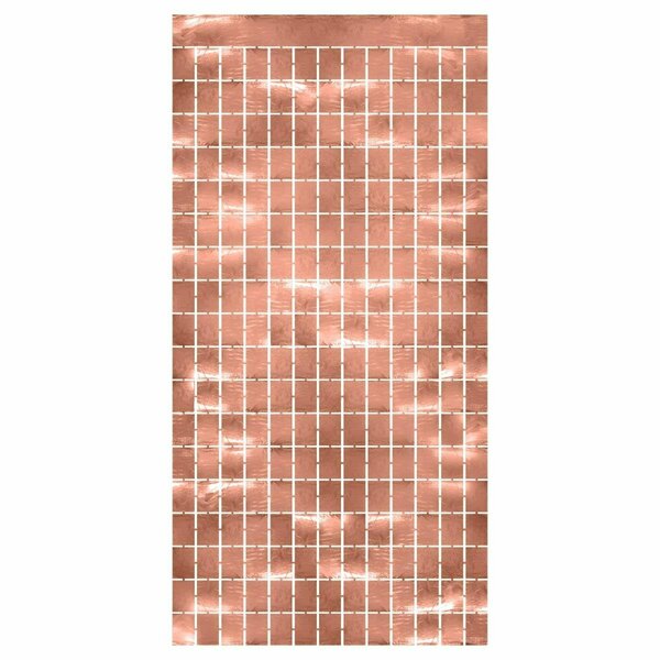 Goldengifts 6.5 in. x 3 ft. 2.25 in. Metallic Square Curtain, Rose Gold GO2798027